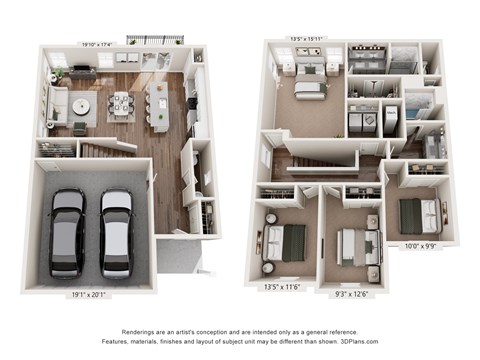 Haven plan at Mural Lewis Center – modern two-story layout ideal for families seeking rental homes in Lewis Center, OH.